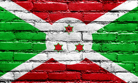 Burundi Flag painted on brick wallの写真素材