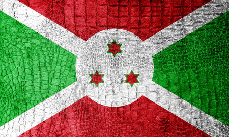 Burundi Flag painted on luxury crocodile textureの写真素材
