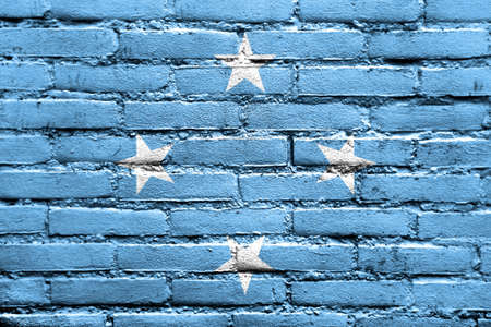 Micronesia Flag painted on brick wallの写真素材