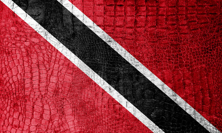 Trinidad and Tobago Flag painted on luxury crocodile textureの写真素材