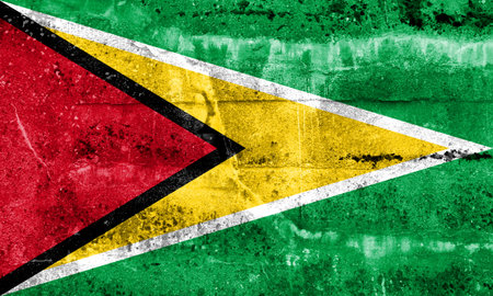 Guyana Flag painted on grunge wall
