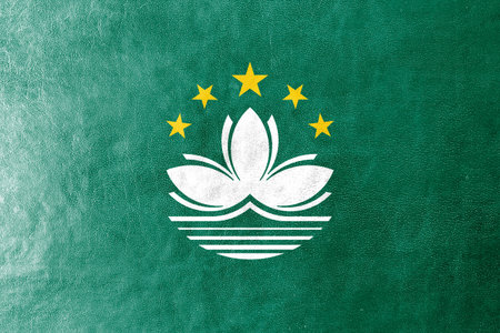 Macau Flag painted on leather textureの写真素材