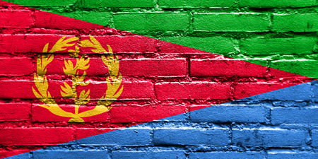 Eritrea Flag painted on brick wallの写真素材