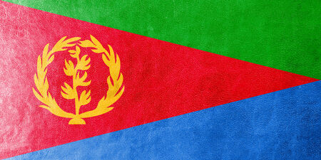 Eritrea Flag painted on leather textureの写真素材