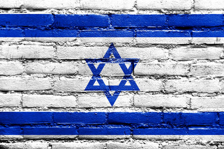 Israel Flag painted on brick wallの写真素材