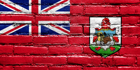 Bermuda Flag painted on brick wallの写真素材
