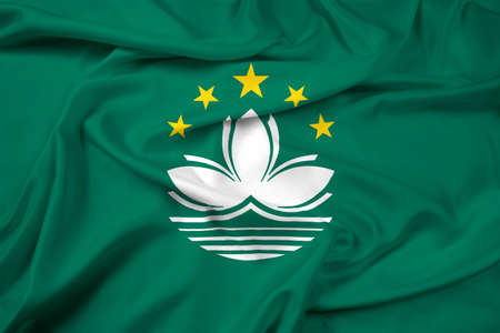 Waving Macau Flagの写真素材