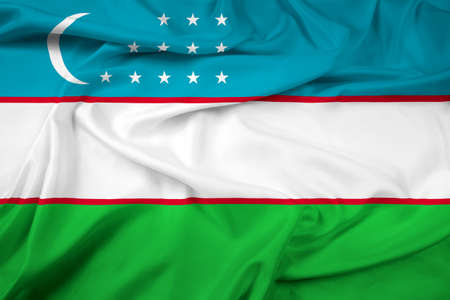 Waving Uzbekistan Flagの写真素材