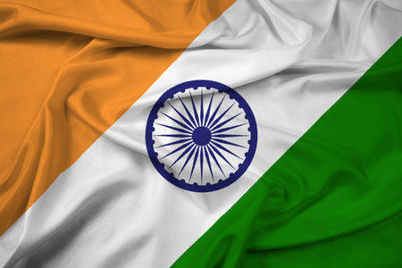Waving India Flagの写真素材