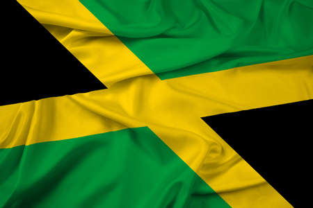 Waving Jamaica Flagの写真素材