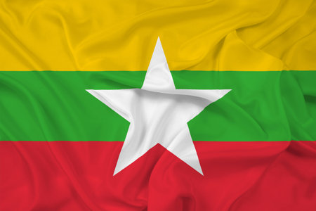 Waving Burma Flagの写真素材