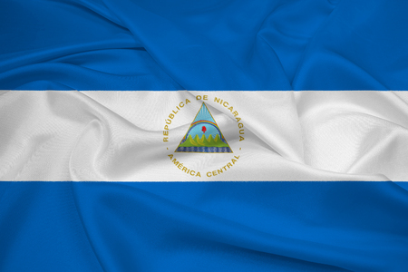 Waving Nicaragua Flagの写真素材