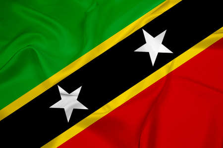Waving Saint Kitts and Nevis Flagの写真素材