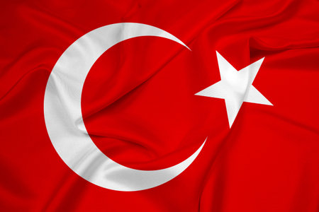 Waving Turkey Flagの写真素材