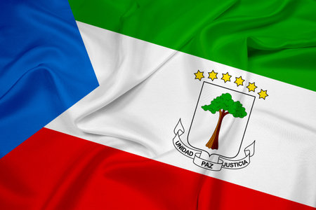 Waving Equatorial Guinea Flagの写真素材