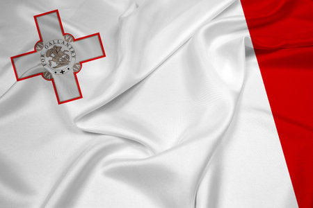 Waving Malta Flagの写真素材