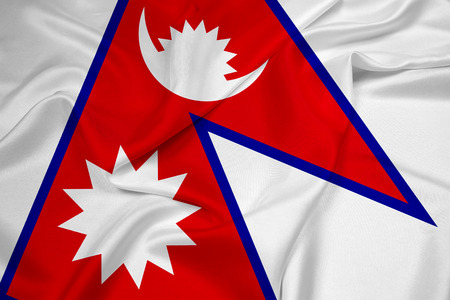 Waving Nepal Flagの写真素材