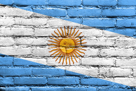 Argentina Flag painted on brick wallの写真素材