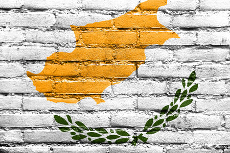 Cyprus Flag painted on brick wallの写真素材