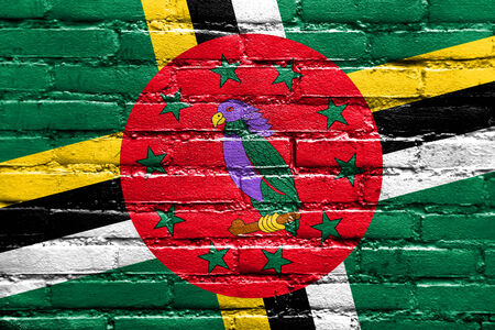 Dominica Flag painted on brick wallの写真素材