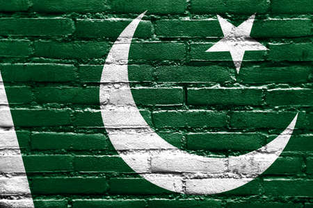 Pakistan Flag painted on brick wallの写真素材