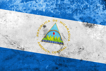 Nicaragua Flag with a vintage and old lookの写真素材