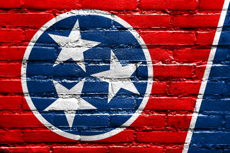 Tennessee State Flag painted on brick wallの写真素材