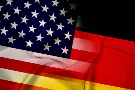 Waving USA and Germany Flagの写真素材