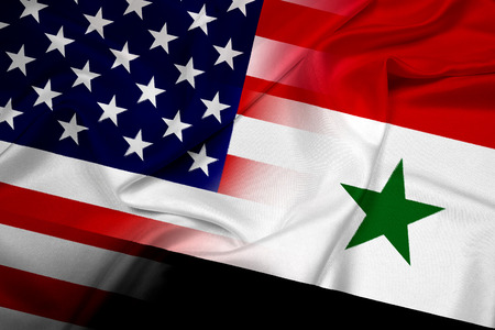 Waving USA and Syria Flagの写真素材