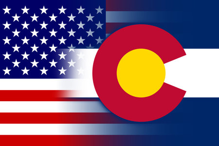 USA and Colorado State Flagの写真素材