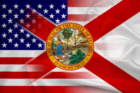 Waving USA and Florida State Flagの写真素材