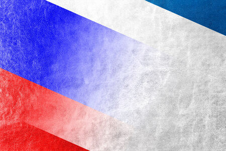 Autonomous Republic of Crimea and Russia Flag painted on leather textureの写真素材
