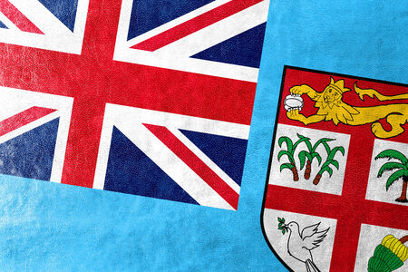 Fiji Flag painted on leather textureの写真素材
