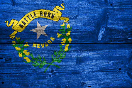 Nevada State Flag painted on old wood plank textureの写真素材