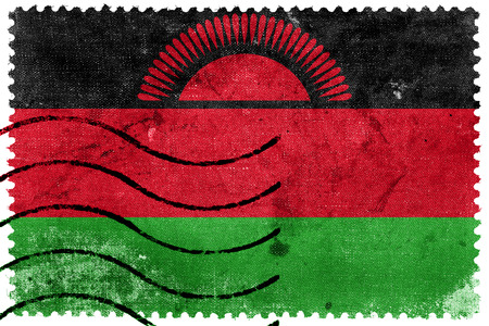 Malawi Flag - old postage stampのeditorial素材