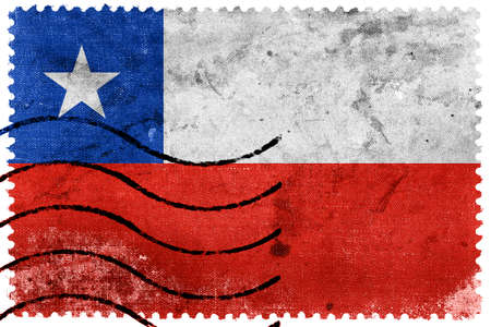 Chile Flag - old postage stampの写真素材