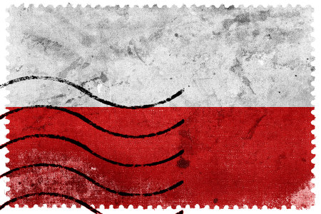 Poland Flag - old postage stampのeditorial素材