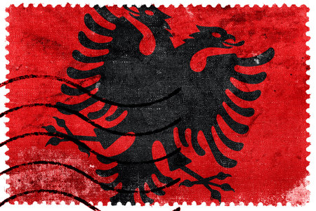 Albania Flag - old postage stampの写真素材