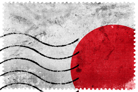 Japan Flag - old postage stampの写真素材