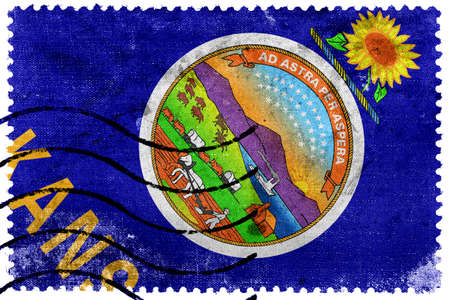 Kansas State Flag - old postage stampの写真素材