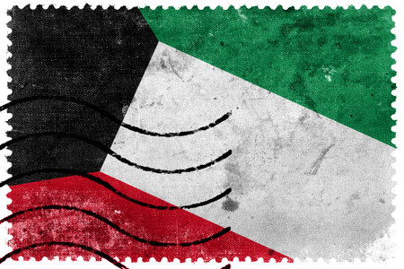 Kuwait Flag - old postage stampの写真素材