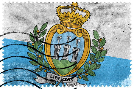 San Marino Flag - old postage stampのeditorial素材