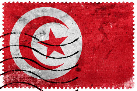 Tunisia Flag - old postage stampの写真素材