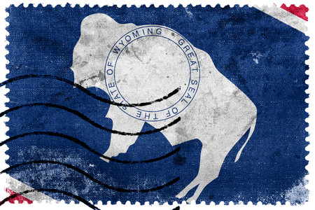 Wyoming State Flag - old postage stampの写真素材