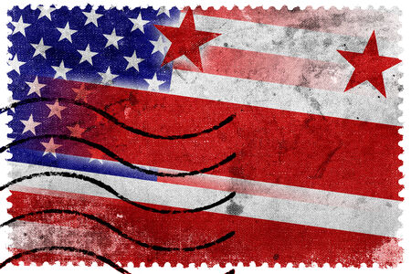 USA and Washington DC Flag - old postage stampの写真素材