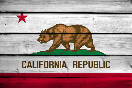 California State Flag on wood backgroundの写真素材