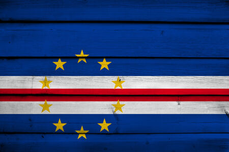 Cape Verde Flag on wood backgroundの写真素材