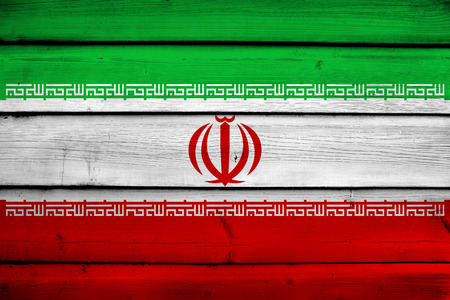 Iran Flag on wood backgroundの写真素材