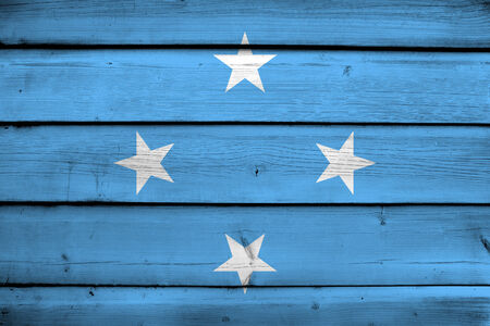 Micronesia Flag on wood backgroundの写真素材