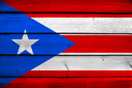 Puerto Rico Flag on wood backgroundの写真素材